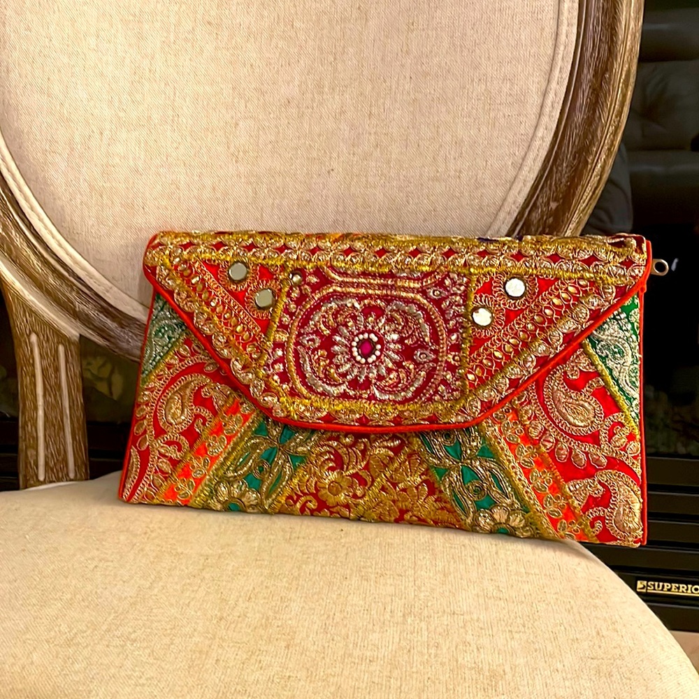 Indian style envelope clutch